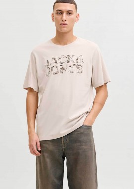 JACK & JONES ανδρικό T-shirt με λογότυπο Regular Fit - 12288536 Μπεζ