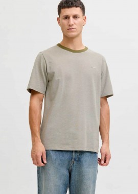 JACK & JONES ανδρικό T-shirt πικέ με ανάγλυφο λογότυπο Regular Fit - 12276801 Λαδί