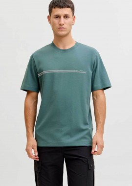 JACK & JONES ανδρικό T-shirt με λογότυπο Regular Fit - 12289936 Πετρόλ