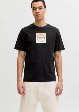 JACK & JONES - JACK & JONES ανδρικό T-shirt με box logo print Regular Fit - 12290856 Μαύρο