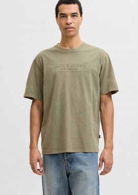 JACK & JONES - JACK & JONES ανδρικό T-shirt με λογότυπο Regular Fit - 12293014 Λαδί