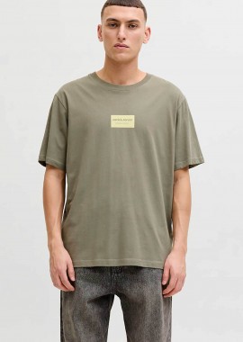 JACK & JONES - JACK & JONES ανδρικό T-shirt με logo frame Relaxed Fit - 12288092 Taupe