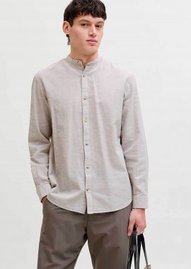 JACK & JONES - JACK & JONES ανδρικό πουκάμισο μάο Regular Fit - 12289184 Εκρού