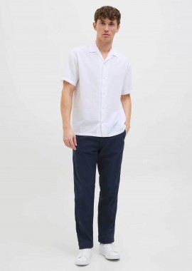 JACK & JONES - JACK & JONES ανδρικό παντελόνι casual με ελαστική μέση Relaxed Fit - 12274977 Σκούρο Μπλε