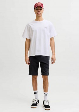 JACK & JONES ανδρική βερμούδα με ελαστική μέση και λογότυπο Regular Fit - 12288638-** Μαύρο
