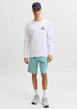JACK & JONES ανδρική βερμούδα με ελαστική μέση και λογότυπο Regular Fit - 12292136 Βεραμάν