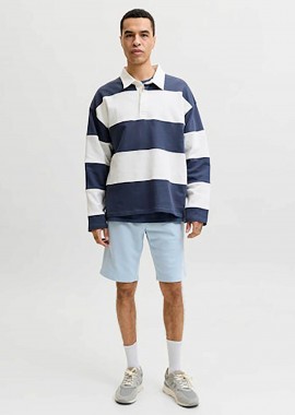 JACK & JONES ανδρική βερμούδα με ελαστική μέση και λογότυπο Regular Fit - 12292136 Σιελ