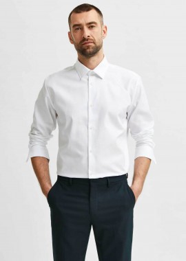 Selected ανδρικό πουκάμισο μονόχρωμο Slim Fit - 16080200 Λευκό