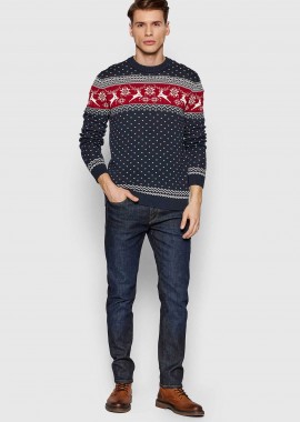 Selected ανδρικό τζιν παντελόνι πεντάτσεπο Slim Fit - 16080594 Μπλε Σκούρο