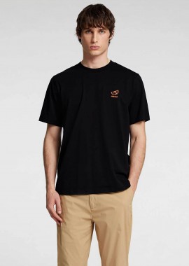 Selected ανδρικό T-shirt μονόχρωμο με logo print Regular Fit - 16096779 Μαύρο