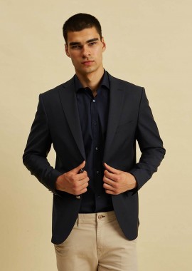 DORS - DORS ανδρικό μάλλινο σακάκι μονόχρωμο Regular Fit - 3138037.C01 Μπλε Σκούρο