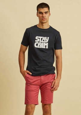 DORS - DORS ανδρικό T-shirt με letter print Regular Fit - 1138026.C02 Μπλε Σκούρο