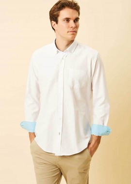 DORS ανδρικό πουκάμισο oxford button down με τσέπη και κεντημένο λογότυπο Regular Fit - 1040002.C01 Λευκό