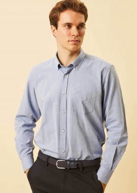 DORS ανδρικό πουκάμισο oxford button down με τσέπη και κεντημένο λογότυπο Regular Fit - 1040002.C03 Μπλε Ανοιχτό
