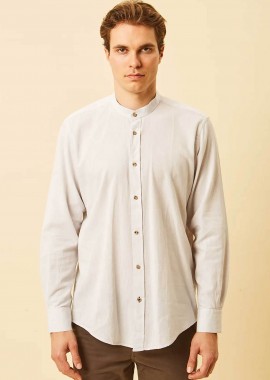 DORS - DORS ανδρικό πουκάμισο μάο με λινάρι Regular Fit - 1040014.C05 Γκρι Ανοιχτό