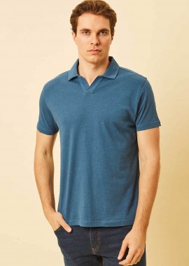 DORS ανδρική μπλούζα πόλο με V open-collar Regular Fit - 1140009.C03 Μπλε