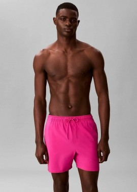 Calvin Klein ανδρικό μαγιό σορτς medium με logo tape στα πλαϊνά - LV00N61002 Φούξια