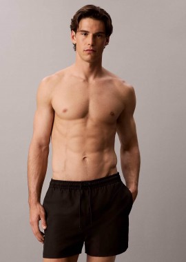 Calvin Klein ανδρικό μαγιό σορτς short με logo patch - LV00N61028 Μαύρο