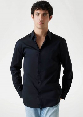 Guess ανδρικό πουκάμισο μονόχρωμο Slim Fit - M1YH20W7ZK1 Μαύρο