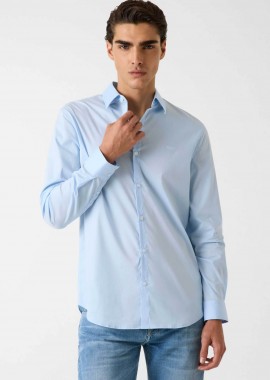 Guess ανδρικό πουκάμισο μονόχρωμο Slim Fit - M1YH20W7ZK1 Γαλάζιο