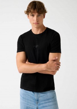 Guess ανδρικό T-shirt με κεντημένο λογότυπο Slim Fit - M2YI72I3Z14 Μαύρο