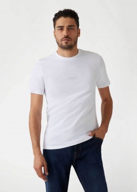 Guess ανδρικό T-shirt με κεντημένο λογότυπο Slim Fit - M2YI72I3Z14 Λευκό
