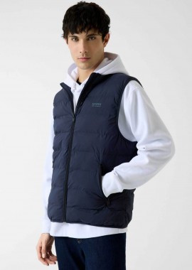 Guess ανδρικό αμάνικο μπουφάν με λογότυπο Regular Fit - M6RN25WJ242 Σκούρο Μπλε