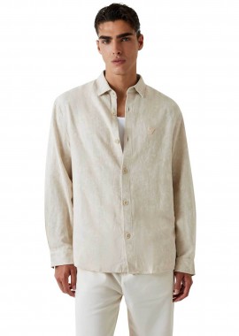 Guess ανδρικό πουκάμισο μονόχρωμο Regular Fit - M6GH24W1715 Taupe