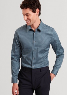 TED BAKER - Ted Baker ανδρικό πουκάμισο με geometric pattern Slim Fit