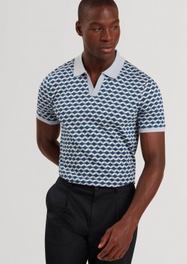 TED BAKER - Ted Baker ανδρική μπλούζα πόλο με geometric jacquard pattern Slim Fit