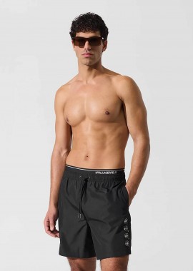 KARL LAGERFELD - Karl Lagerfeld ανδρικό μαγιό σορτς με Ikon fusion logo - B2M46039 Μαύρο