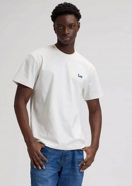 Lee® ανδρικό T-shirt με κεντημένο λογότυπο Regular Fit - 112376490 Υπόλευκο