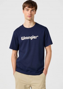 WRANGLER - Wrangler® ανδρικό T-shirt με logo print Regular Fit - 112350524 Μπλε Σκούρο