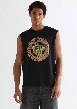 Wrangler® ανδρική αμάνικη μπλούζα με graphic print Relaxed Fit - 112377993 Μαύρο