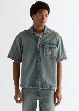 Wrangler® ανδρικό denim overshirt Relaxed Fit - 112378122 Denim Blue