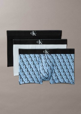 CALVIN KLEIN - Calvin Klein σετ ανδρικά εσώρουχα trunk με monogram (3 τεμάχια) - LV00NB4472 Μπλε Ανοιχτό
