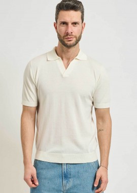 Seinse ανδρική μπλούζα πόλο με open-collar Regular Fit - ME3187SS 126 Υπόλευκο