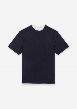 SEINSE - Seinse ανδρικό T-shirt με raw-edge τελειώματα Regular Fit - TE3210SS 126 Μπλε Σκούρο