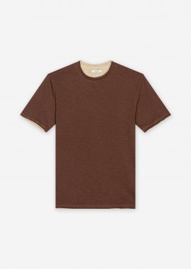 Seinse ανδρικό T-shirt με raw-edge τελειώματα Regular Fit - TE3210SS 126 Καφέ