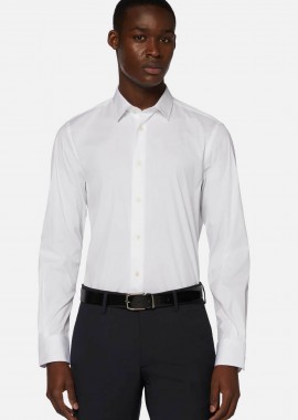 BOGGI MILANO - Boggi Milano ανδρικό πουκάμισο μονόχρωμο Slim Fit - BO22C009801 Λευκό