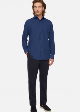 BOGGI MILANO - Boggi Milano ανδρικό παντελόνι μονόχρωμο Straight Fit - BO24P059303 Μπλε Σκούρο