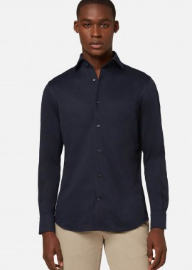 BOGGI MILANO - Boggi Milano ανδρικό πουκάμισο μονόχρωμο Regular Fit - BO21C004104 Μπλε Σκούρο