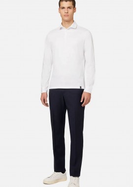 BOGGI MILANO - Boggi Milano ανδρικό παντελόνι από μαλλί Regular Fit - BO22C012301 Μπλε Σκούρο