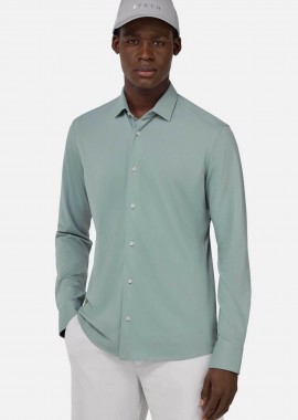 Boggi Milano ανδρικό πουκάμισο πικέ μονόχρωμο Regular Fit - BO25P003405 Βεραμάν Ανοιχτό