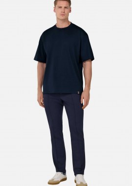 Boggi Milano ανδρικό παντελόνι μονόχρωμο Regular Fit - BO25P057501 Μπλε Σκούρο