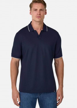 Boggi Milano ανδρική μπλούζα πόλο πικέ κοντομάνικη Regular Fit - BO25P004102 Μπλε Σκούρο