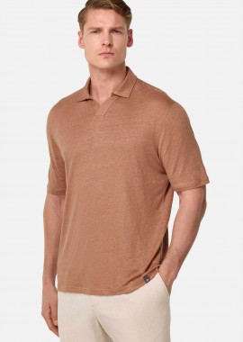 BOGGI MILANO - Boggi Milano ανδρική μπλούζα πόλο μονόχρωμη Regular Fit - BO25P035103 Καφέ Ανοιχτό