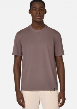 BOGGI MILANO - Boggi Milano ανδρικό T-shirt μονόχρωμο Regular Fit - BO25P046107 Καφέ Ανοιχτό