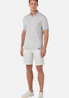 Boggi Milano ανδρική βερμούδα μονόχρωμη Regular Fit - BO25P037401 Λευκό