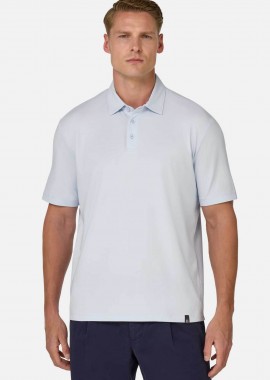 BOGGI MILANO - Boggi Milano ανδρική μπλούζα πόλο μονόχρωμη Regular Fit - BO25P046204 Σιελ